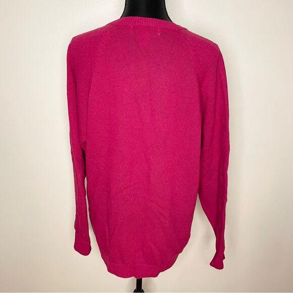 Casual Corner Cardigan Sweater Vintage Lambswool Button Front Hot Pink Large - Picture 6 of 9